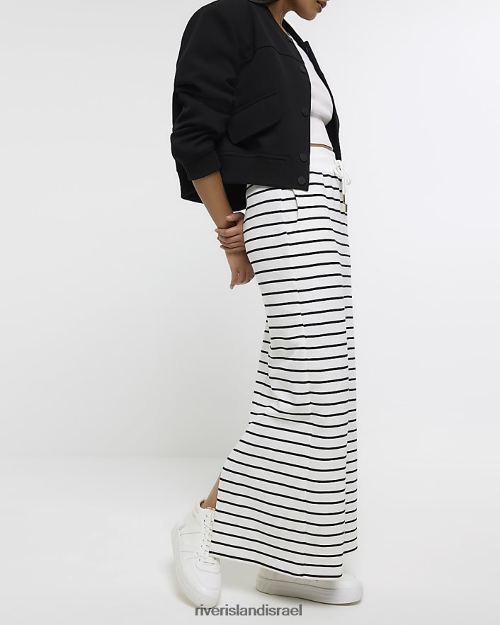 לבוש River Island חצאית מידי זיעה פסים קרם נשים BDZ4084397