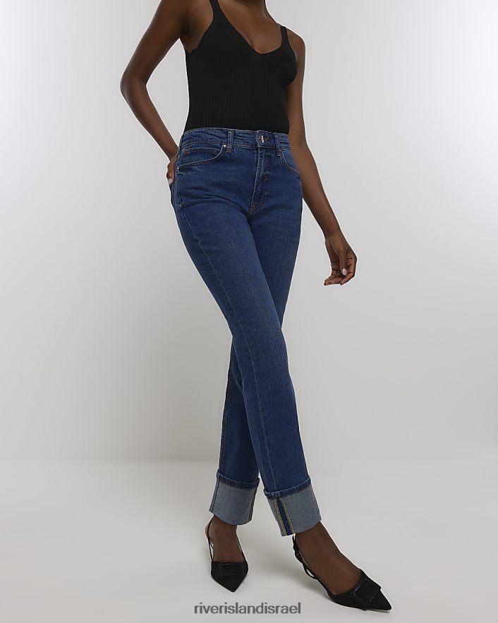 לבוש River Island ג'ינס דק עם מותניים גבוהים כְּחוֹל נשים BDZ4084406