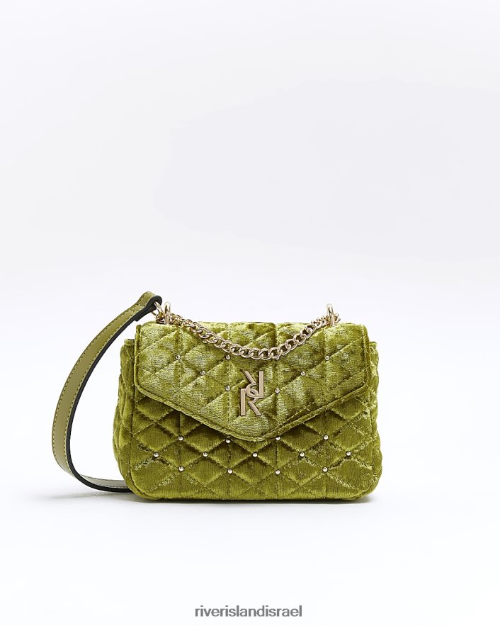 אביזרים River Island תיק כתף מרופד מקטיפה ירוק נשים BDZ4084411
