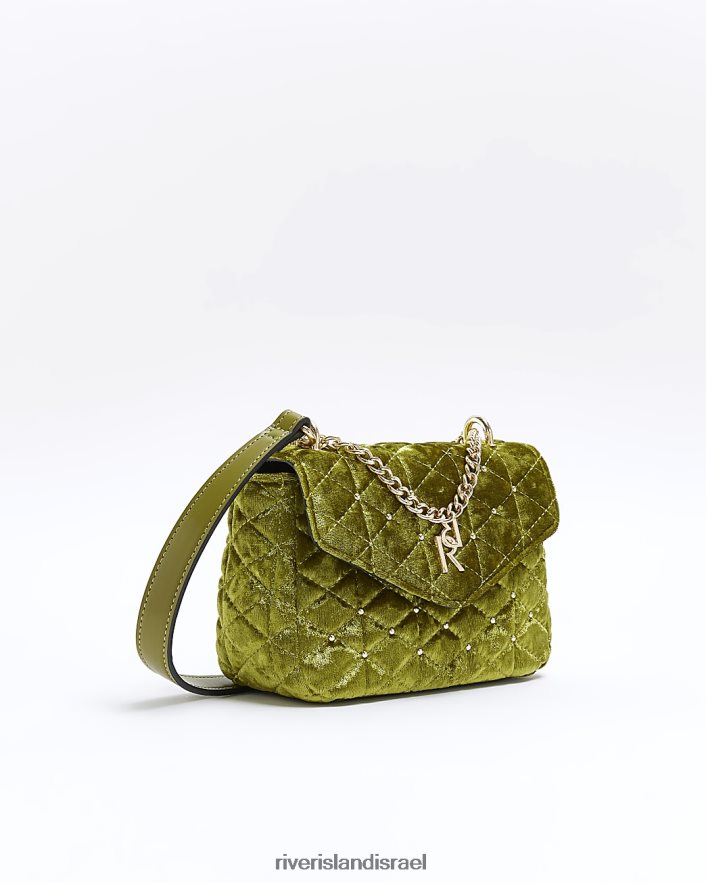 אביזרים River Island תיק כתף מרופד מקטיפה ירוק נשים BDZ4084411