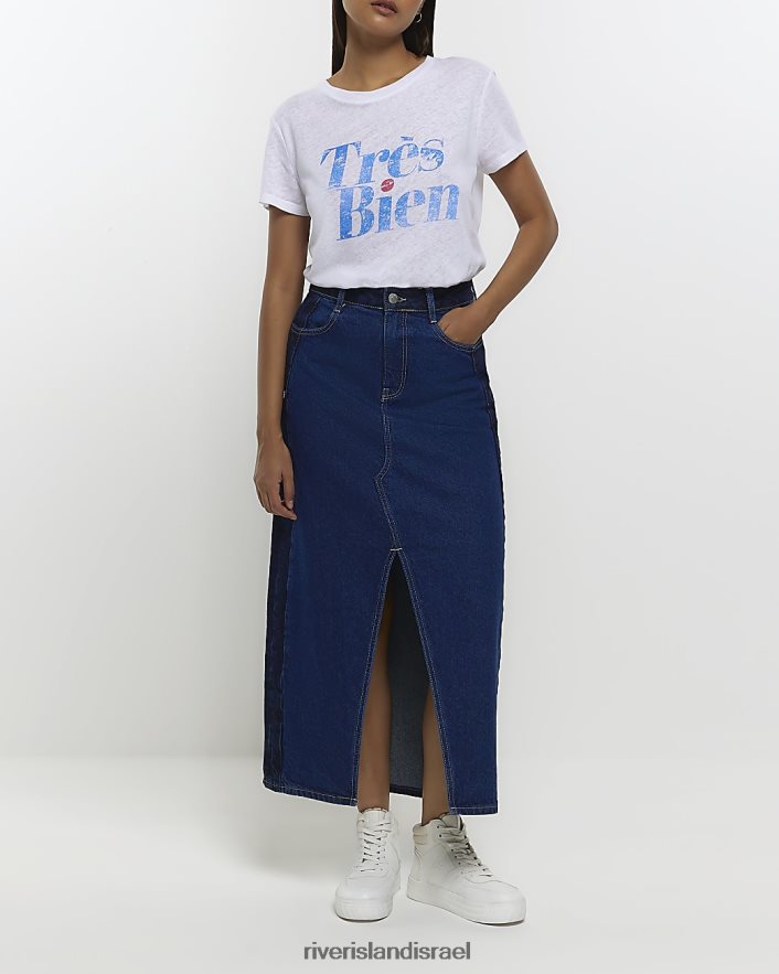 לבוש River Island חולצה גרפית לבן נשים BDZ4084415
