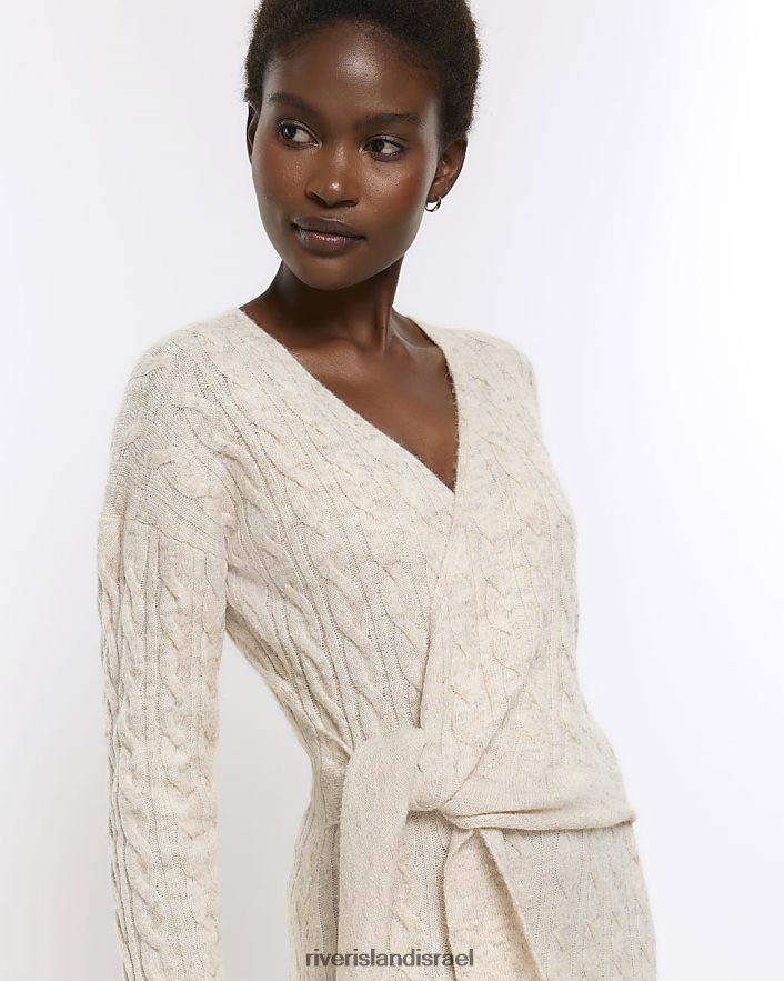 לבוש River Island שמלת מידי סריגת כבלים בז' נשים BDZ4084418