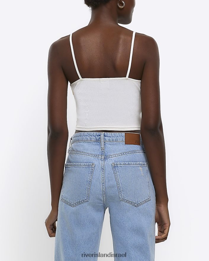 לבוש River Island חלק עליון קמי רקום פרחוני קרם נשים BDZ4084427