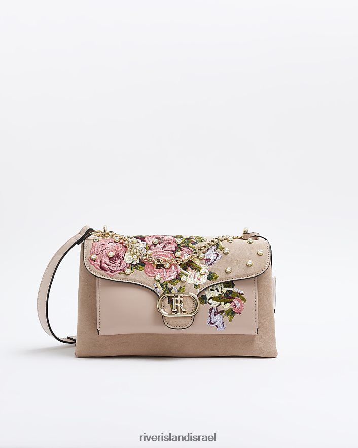 אביזרים River Island תיק כתף רקום פרחוני וָרוֹד נשים BDZ4084433