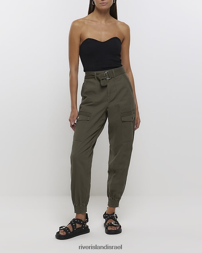 לבוש River Island מכנסי מטען חגורים בחגורות חָקִי נשים BDZ4084434