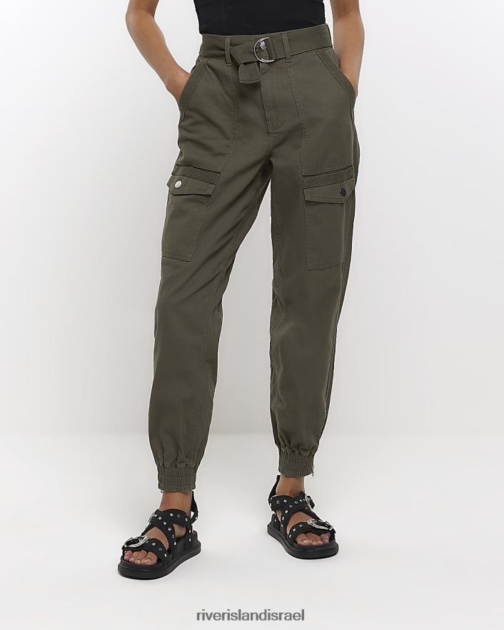 לבוש River Island מכנסי מטען חגורים בחגורות חָקִי נשים BDZ4084434