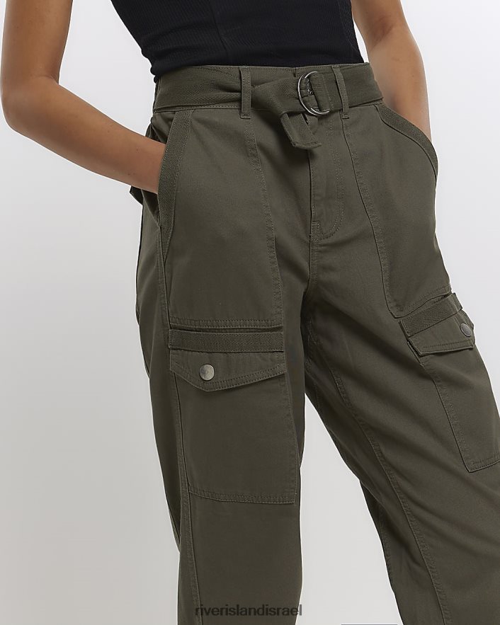 לבוש River Island מכנסי מטען חגורים בחגורות חָקִי נשים BDZ4084434