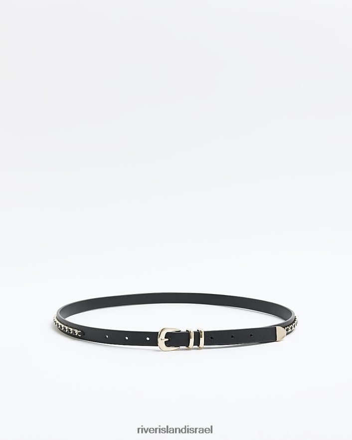אביזרים River Island פרט שרשרת חגורה רזה שָׁחוֹר נשים BDZ4084438