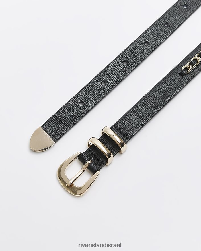 אביזרים River Island פרט שרשרת חגורה רזה שָׁחוֹר נשים BDZ4084438