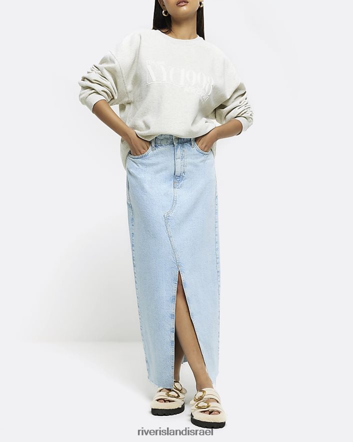 לבוש River Island סווטשירט בהדפס גרפי בז' נשים BDZ4084441