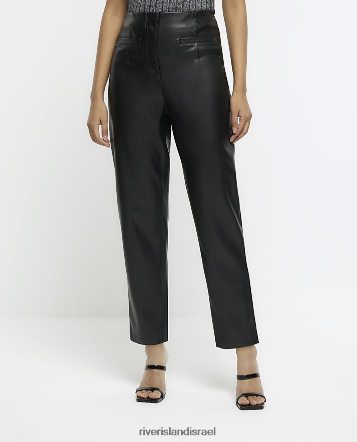לבוש River Island מכנסי סיגריות מעור מלאכותי שָׁחוֹר נשים BDZ4084442