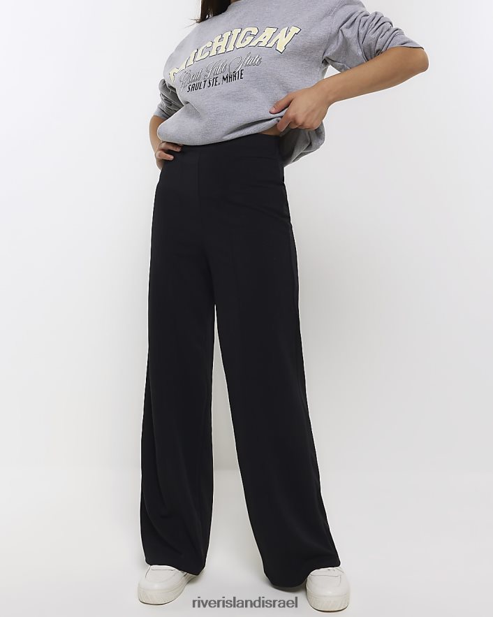 לבוש River Island מכנסיים רחבים עם תפר שָׁחוֹר נשים BDZ4084450