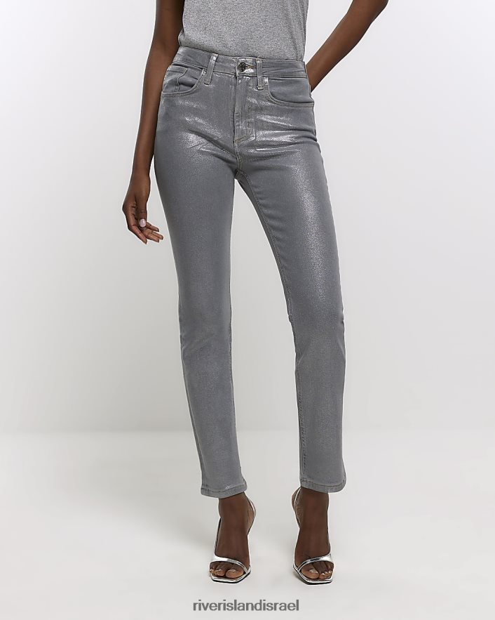 לבוש River Island ג'ינס בציפוי ישר כסף נשים BDZ4084451
