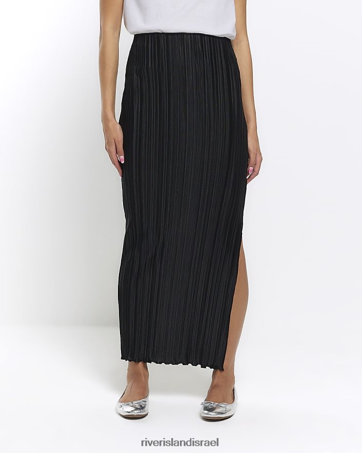 לבוש River Island חצאית מקסי פליסה שָׁחוֹר נשים BDZ4084453