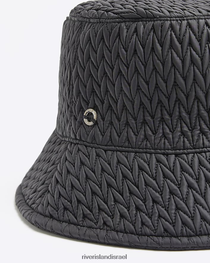 אביזרים River Island כובע דלי מרופד שָׁחוֹר נשים BDZ4084458