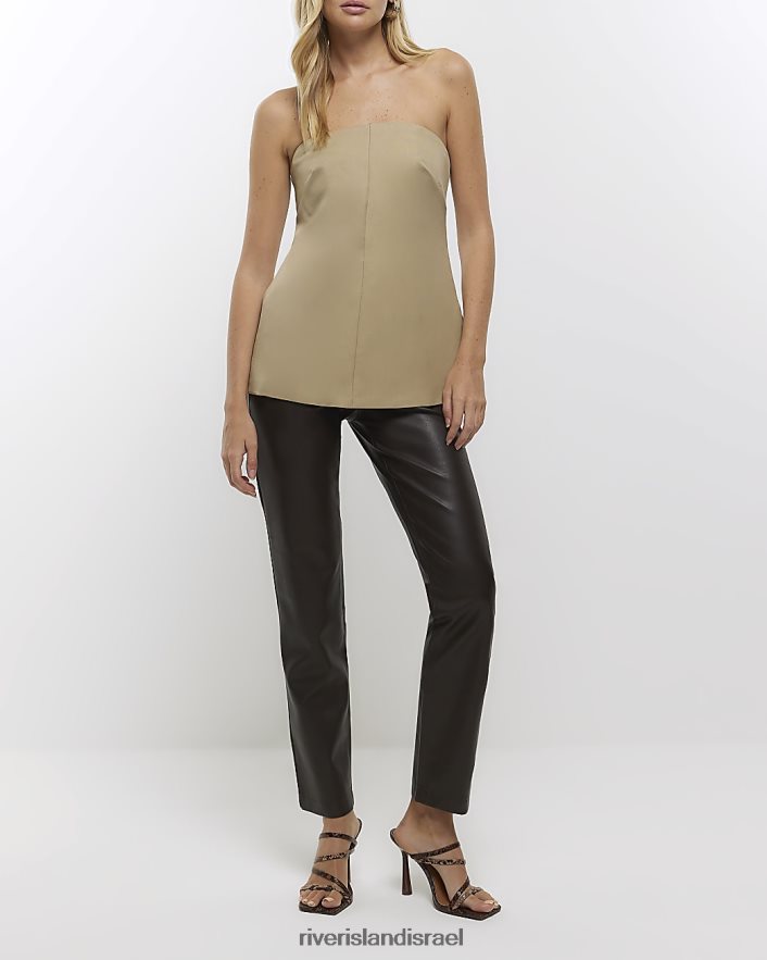 לבוש River Island טופ ללא שרוולים בנדו ירוק נשים BDZ4084464