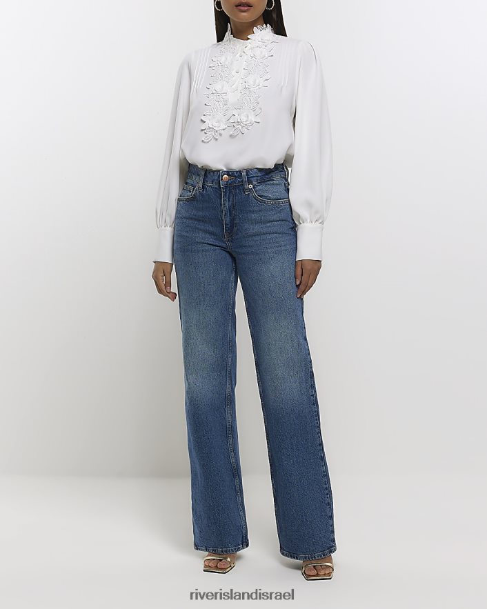 לבוש River Island חולצת קורז' פרחונית שיפון לבן נשים BDZ4084466