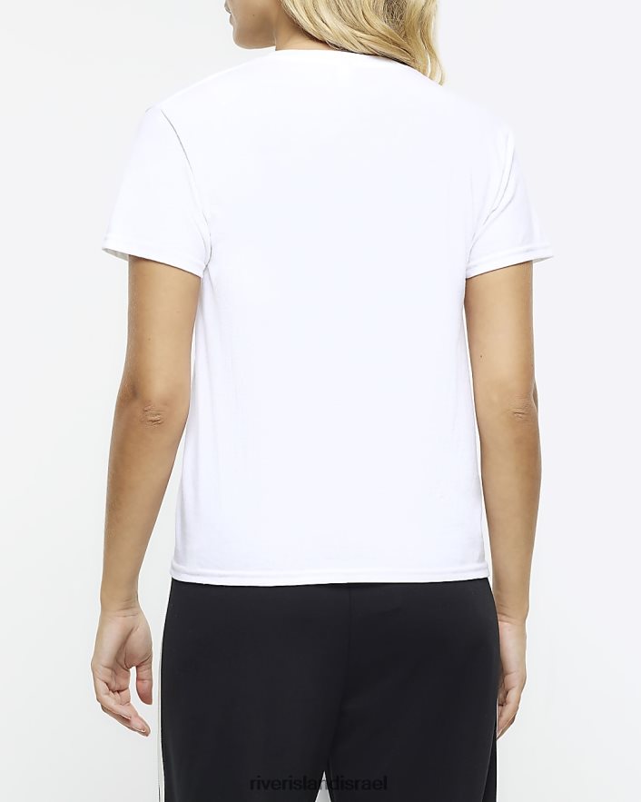 לבוש River Island חולצה בהדפס גרפי לבן נשים BDZ4084490