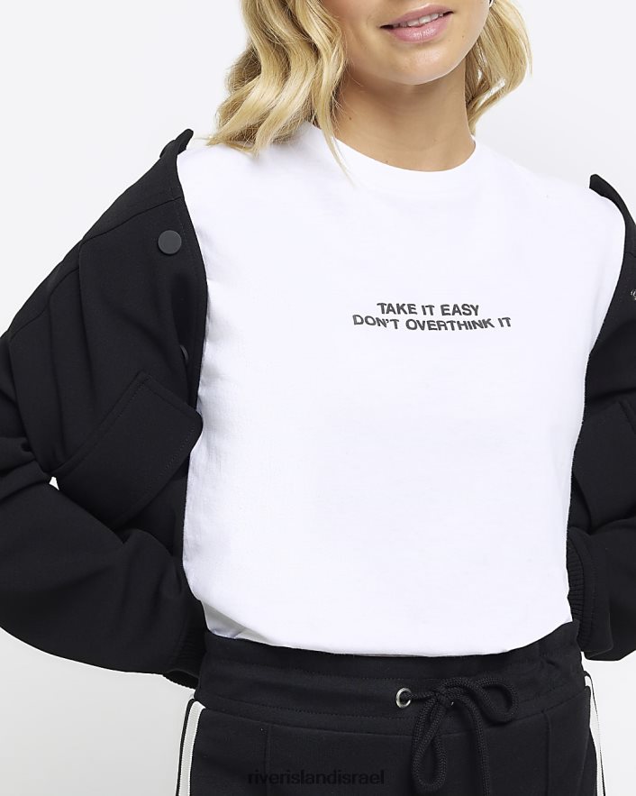 לבוש River Island חולצה בהדפס גרפי לבן נשים BDZ4084490