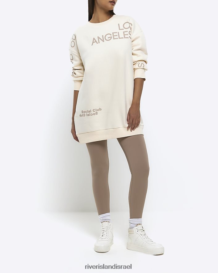 לבוש River Island סווטשירט גרפי אוברסייז קרם נשים BDZ4084492