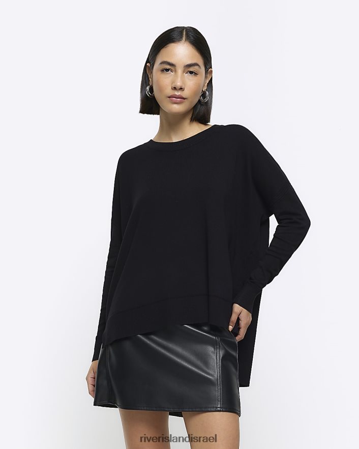 לבוש River Island מגשר סרוג משובח שָׁחוֹר נשים BDZ408450