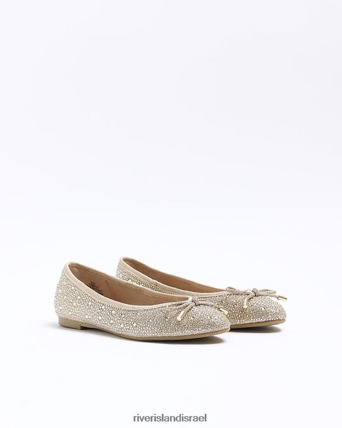 הַנעָלָה River Island נעלי בלט מעוטרות זהב נשים BDZ4084501