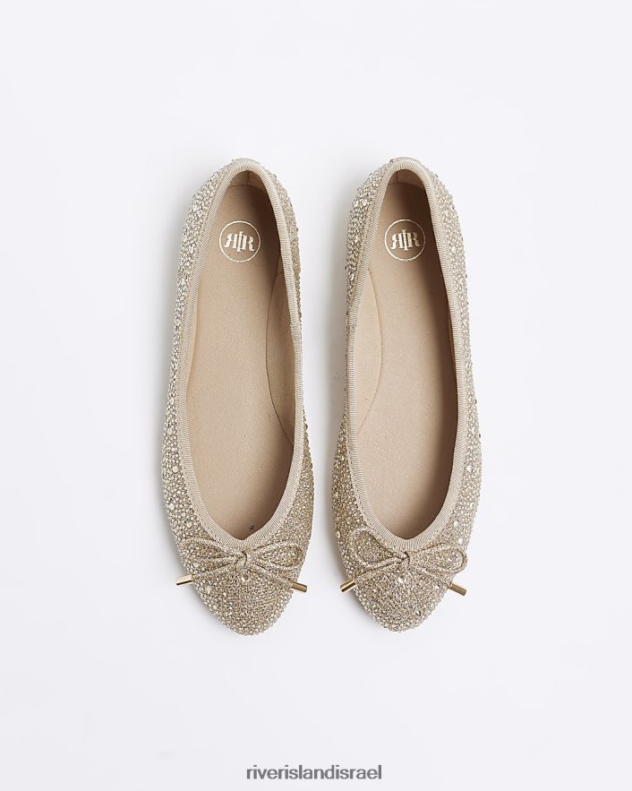 הַנעָלָה River Island נעלי בלט מעוטרות זהב נשים BDZ4084501