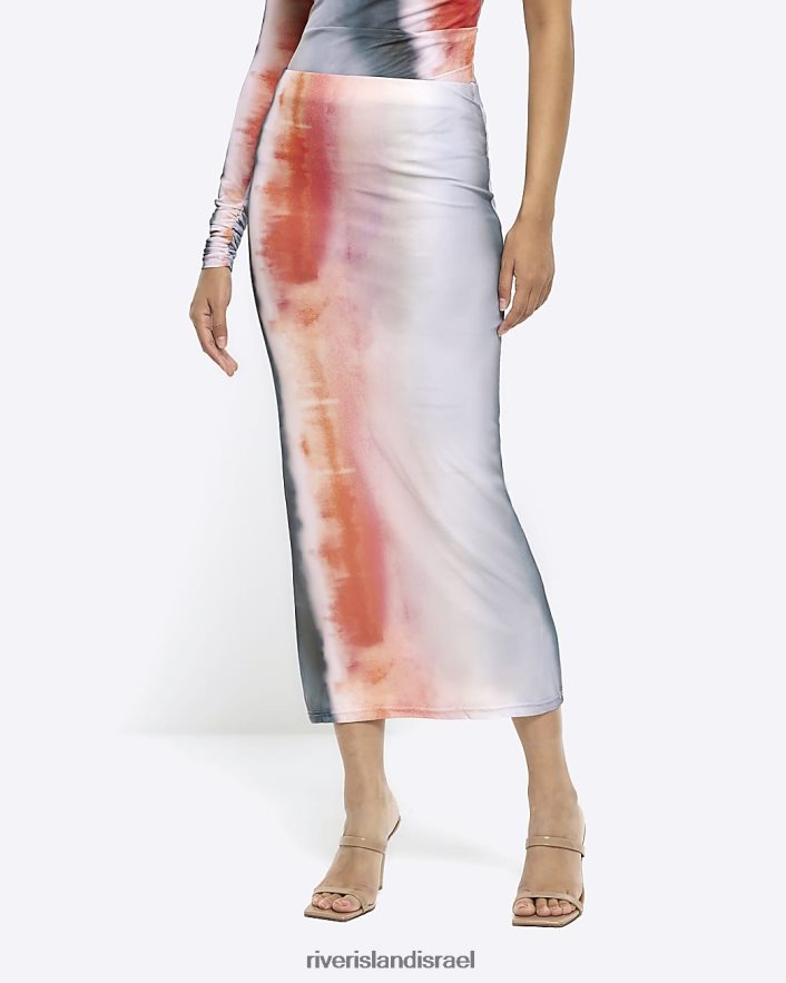 לבוש River Island חצאית מקסי מופשטת מרשת אָדוֹם נשים BDZ4084503