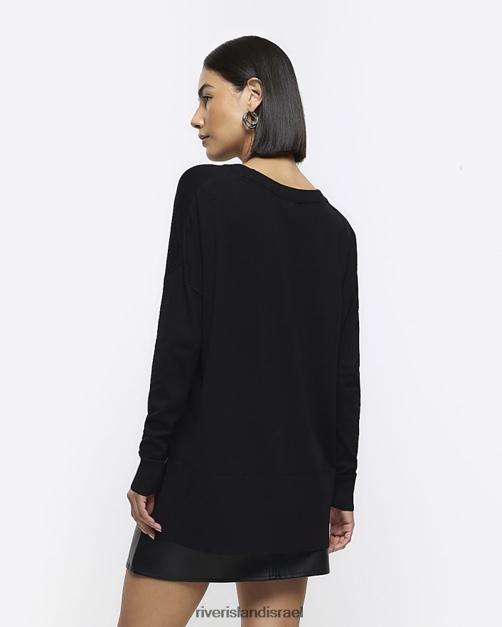 לבוש River Island מגשר סרוג משובח שָׁחוֹר נשים BDZ408450