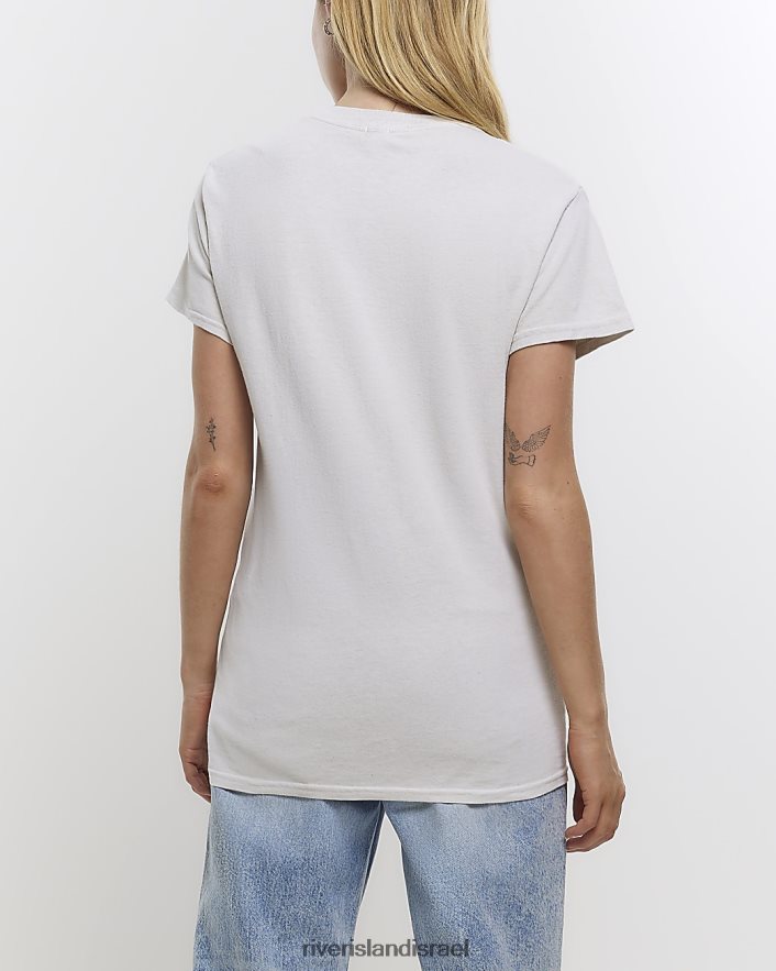 לבוש River Island חולצה בהדפס גרפי בז' נשים BDZ4084523