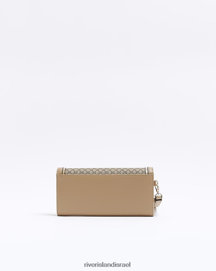 אביזרים River Island מונוגרמה רי לקפל על הארנק בז' נשים BDZ4084555