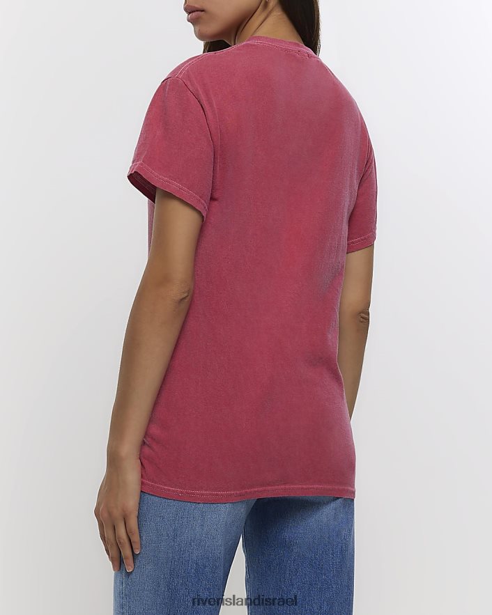לבוש River Island חולצה גרפית אָדוֹם נשים BDZ4084557