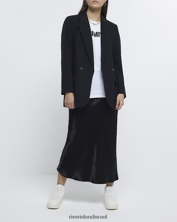 לבוש River Island חצאית מקסי סאטן שָׁחוֹר נשים BDZ4084558