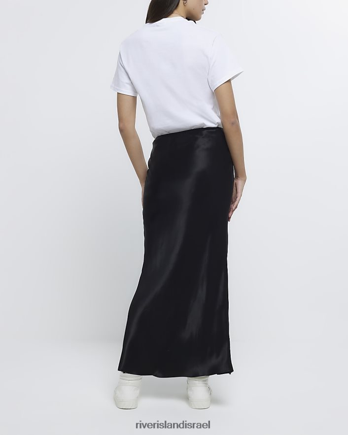 לבוש River Island חצאית מקסי סאטן שָׁחוֹר נשים BDZ4084558