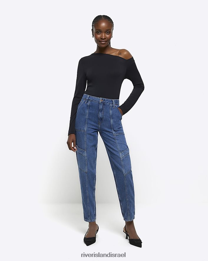 לבוש River Island ג'ינס מחודד בגזרה גבוהה כְּחוֹל נשים BDZ4084561