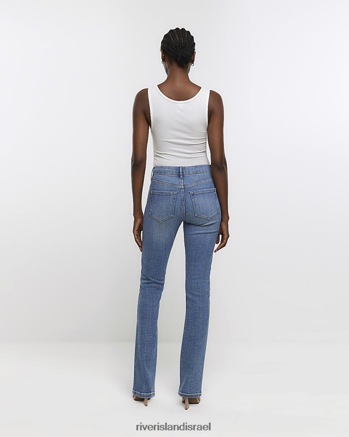 לבוש River Island ג'ינס דהוי עם רגליים ישרות בעלות רמה בינונית כְּחוֹל נשים BDZ4084568