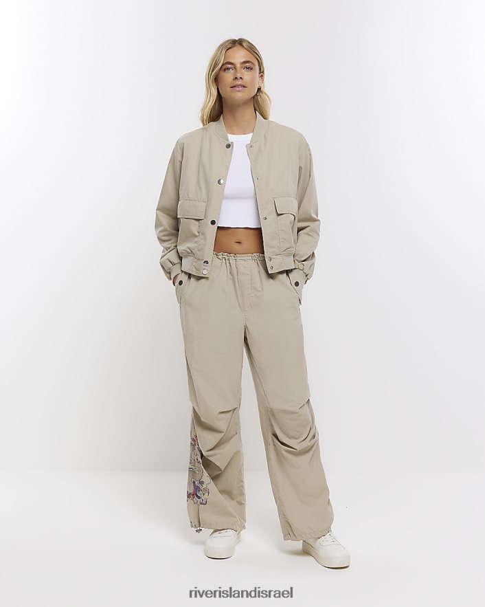 לבוש River Island ג'קט בומבר בז' נשים BDZ4084571