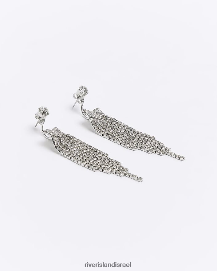 אביזרים River Island עגילי יהלום טיפה כסף נשים BDZ4084580