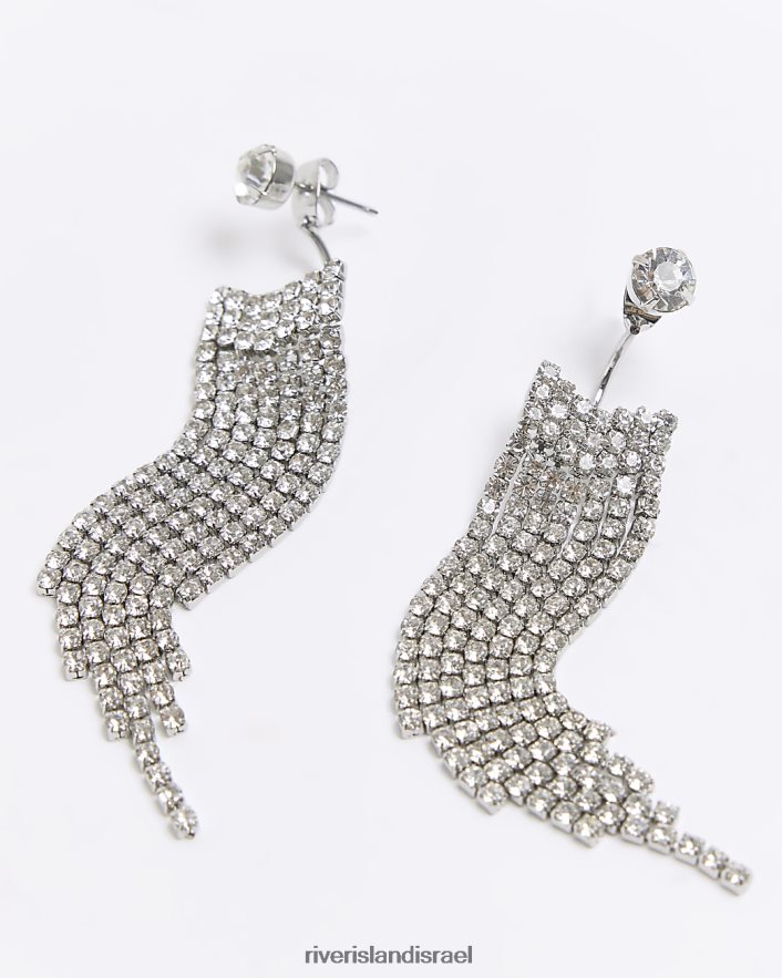 אביזרים River Island עגילי יהלום טיפה כסף נשים BDZ4084580