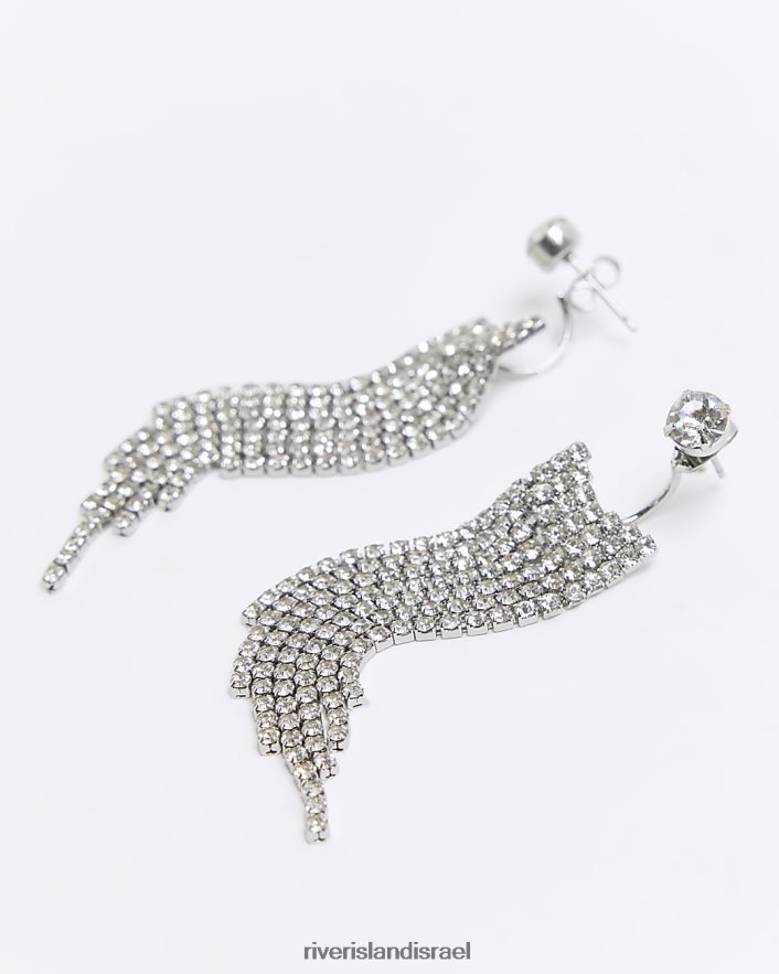 אביזרים River Island עגילי יהלום טיפה כסף נשים BDZ4084580