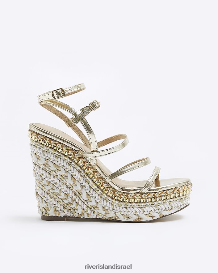 הַנעָלָה River Island סנדלי טריז עם רצועות זהב נשים BDZ4084583