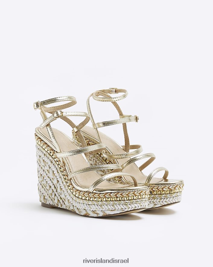 הַנעָלָה River Island סנדלי טריז עם רצועות זהב נשים BDZ4084583