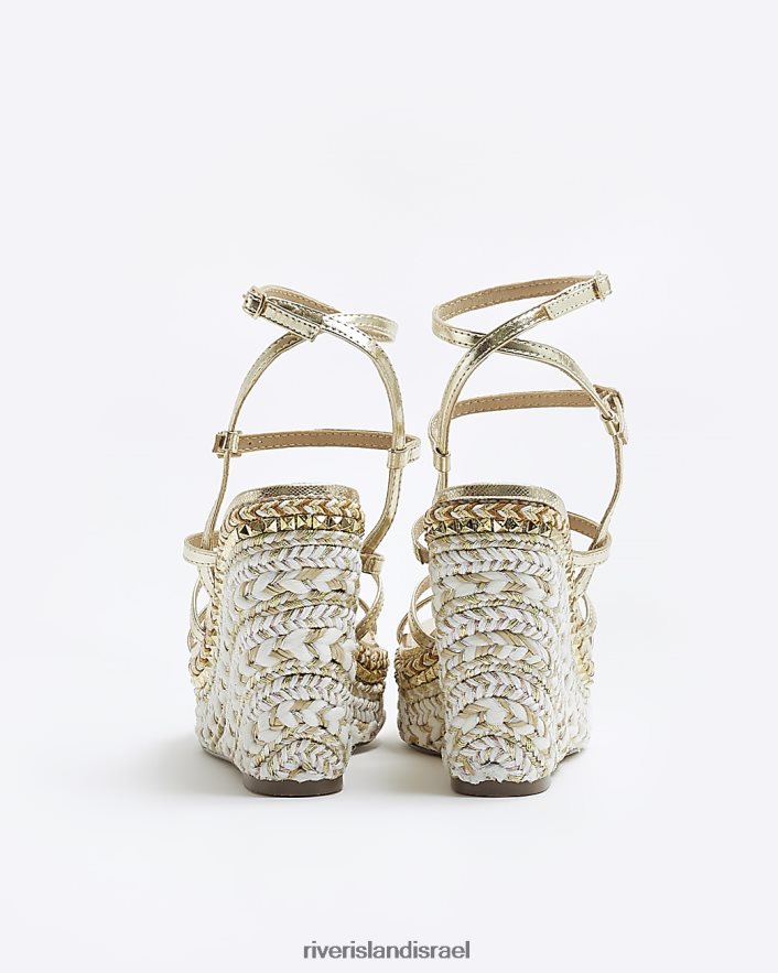 הַנעָלָה River Island סנדלי טריז עם רצועות זהב נשים BDZ4084583