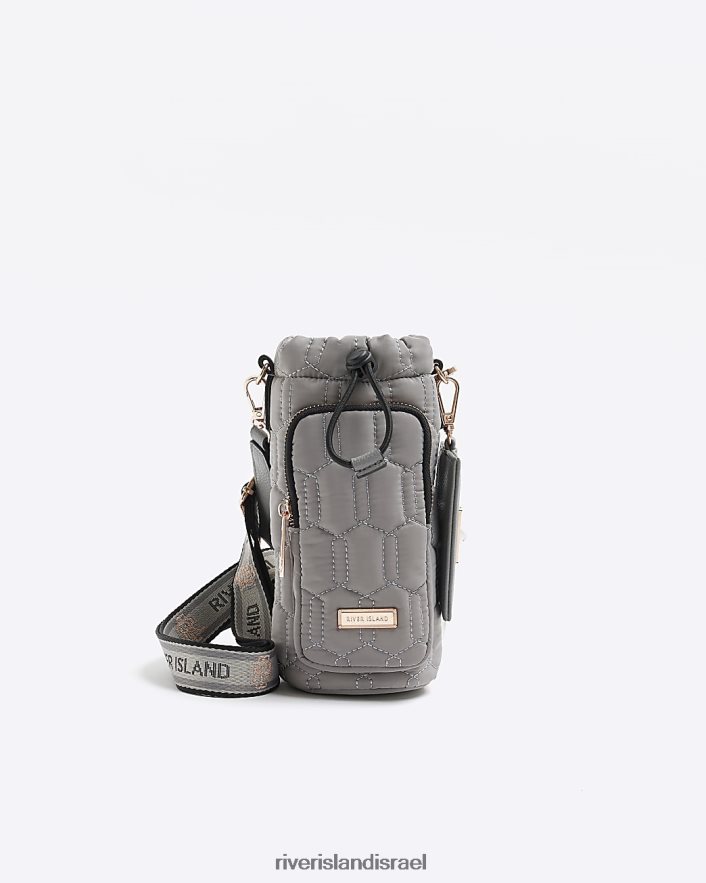 אביזרים River Island תיק מחזיק בקבוק מרופד אפור נשים BDZ4084585