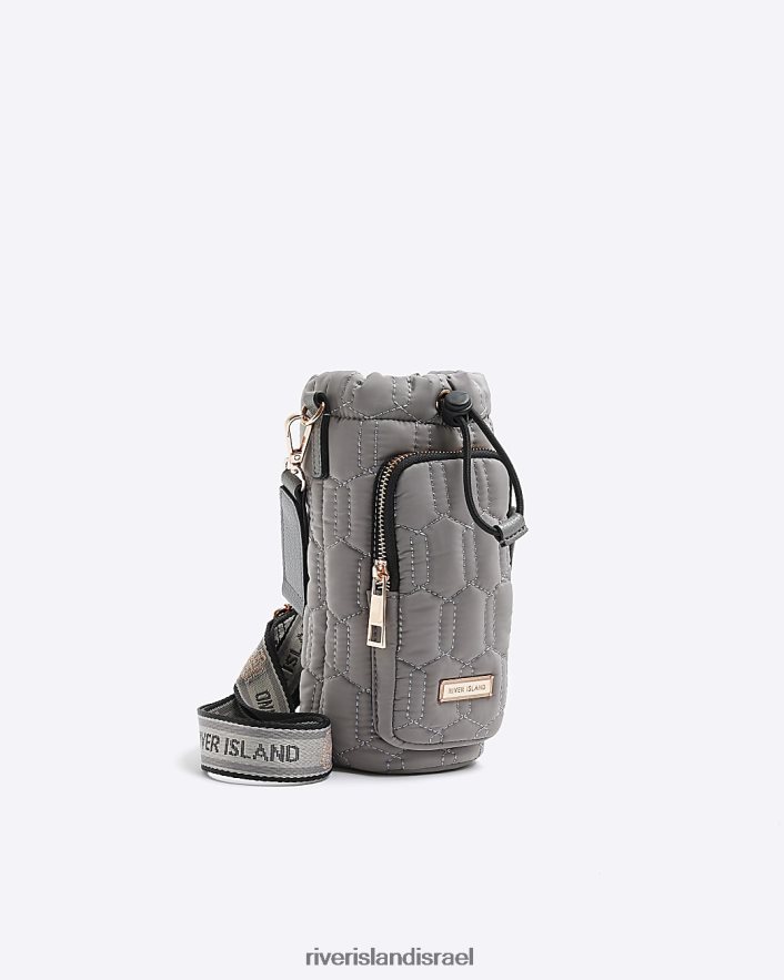 אביזרים River Island תיק מחזיק בקבוק מרופד אפור נשים BDZ4084585