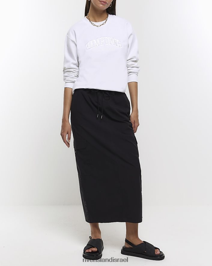 לבוש River Island סווטשירט רקום לבן נשים BDZ4084587