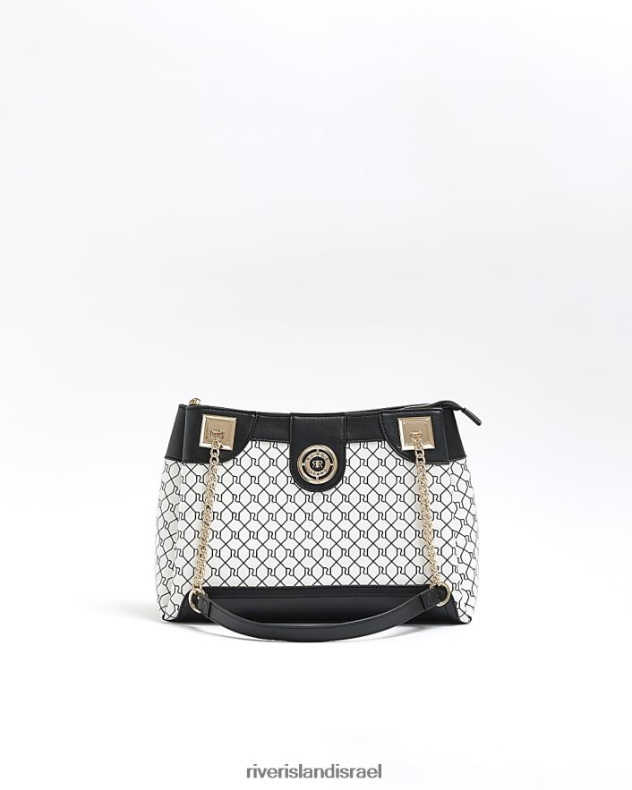 אביזרים River Island תיק ידית שרשרת מונוגרמה לבן נשים BDZ4084591