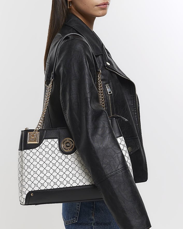אביזרים River Island תיק ידית שרשרת מונוגרמה לבן נשים BDZ4084591