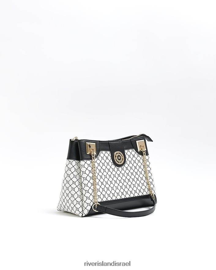 אביזרים River Island תיק ידית שרשרת מונוגרמה לבן נשים BDZ4084591