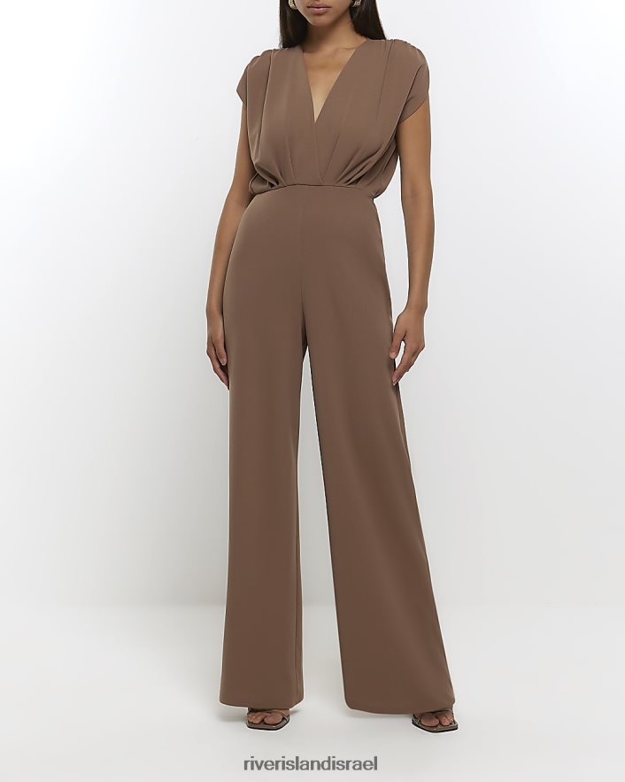 לבוש River Island סרבל צלילה עם רגליים רחבות חום נשים BDZ4084596